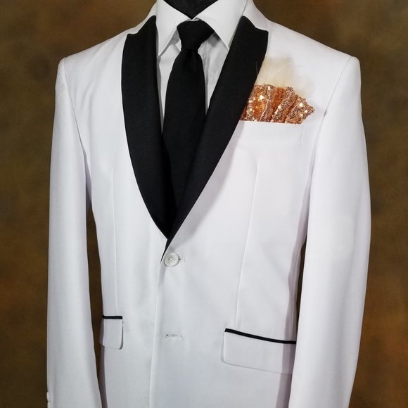 NEW Rose Gold Sequin Ruffle & Feather Pocket Square Insert - Picture 2 of 7